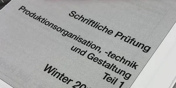 Prüfungsunterlagen der schriftlichen Abschlussprüfung Bild und Ton