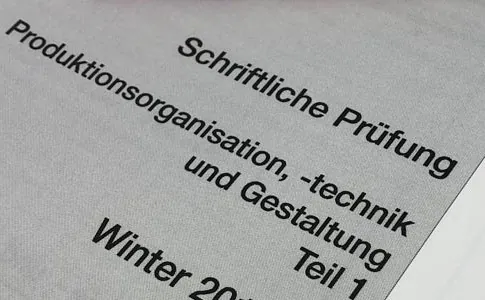 Prüfungsunterlagen der schriftlichen Abschlussprüfung Bild und Ton